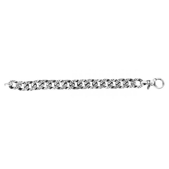 Silver 13.5mm Gunmetal Open Miami Cuban Dot Bracel